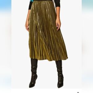 Chartou Gold Pleated Maxi Skirt